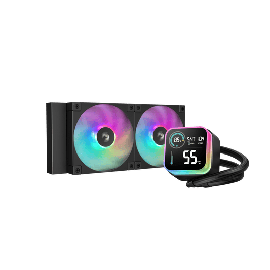 DEEPCOOL LQ240 240mm All-In-One ARGB CPU Cooler w/ LCD SCREEN - Black