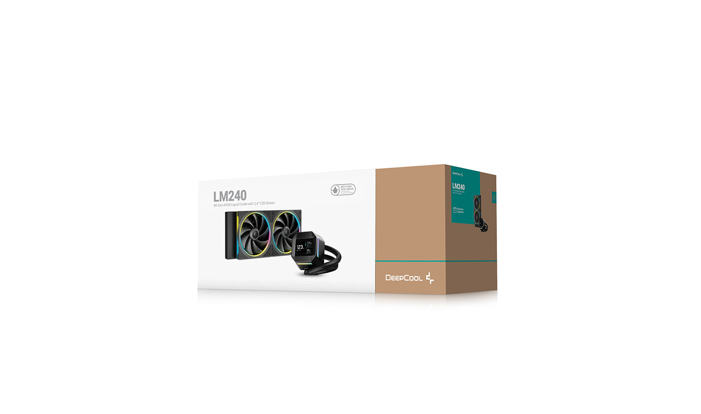 Deepcool LM240 Black 240mm 6th Gen ARGB Liquid Cooler with 2.4" LCD Screen