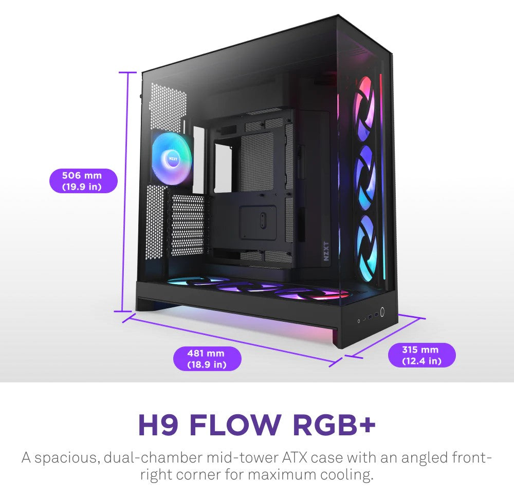 NZXT H9 Flow RGB+ Black Case