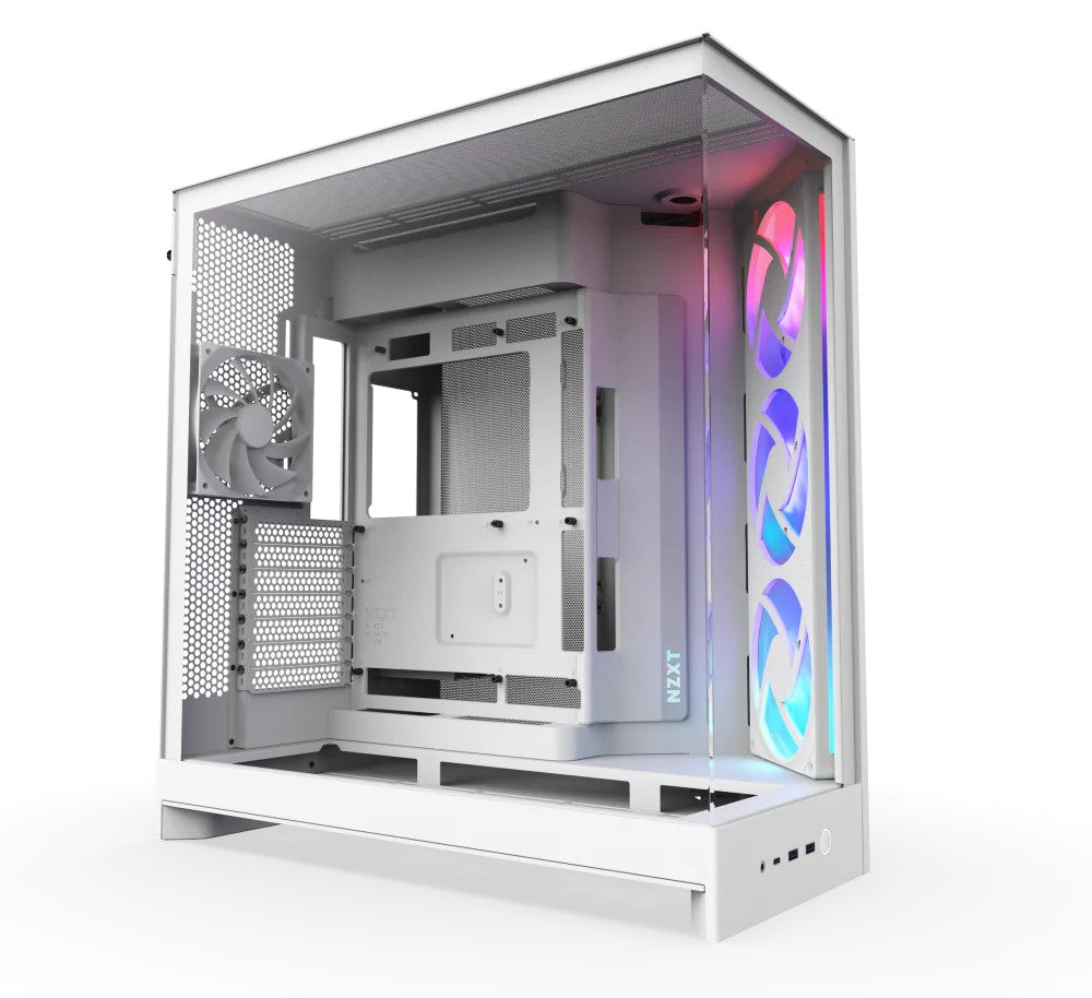 NZXT H9 Flow RGB White Large Dual-Chamber Mid-Tower ATX Airflow Case with RGB