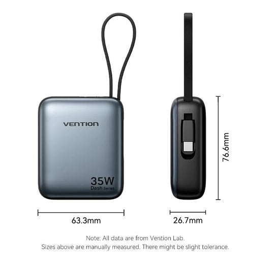 Vention 10000mAh 35W Compact and Portable Air Travel Friendly Power Bank USB-C