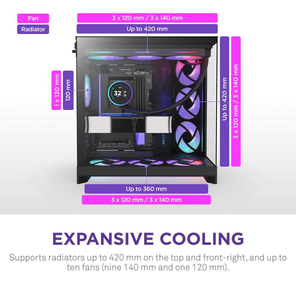 NZXT H9 Flow RGB+ Black Case