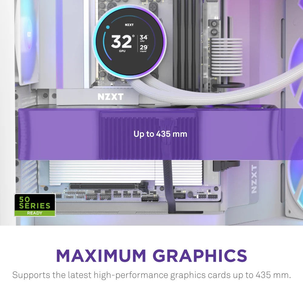 NZXT H9 Flow RGB White Large Dual-Chamber Mid-Tower ATX Airflow Case with RGB