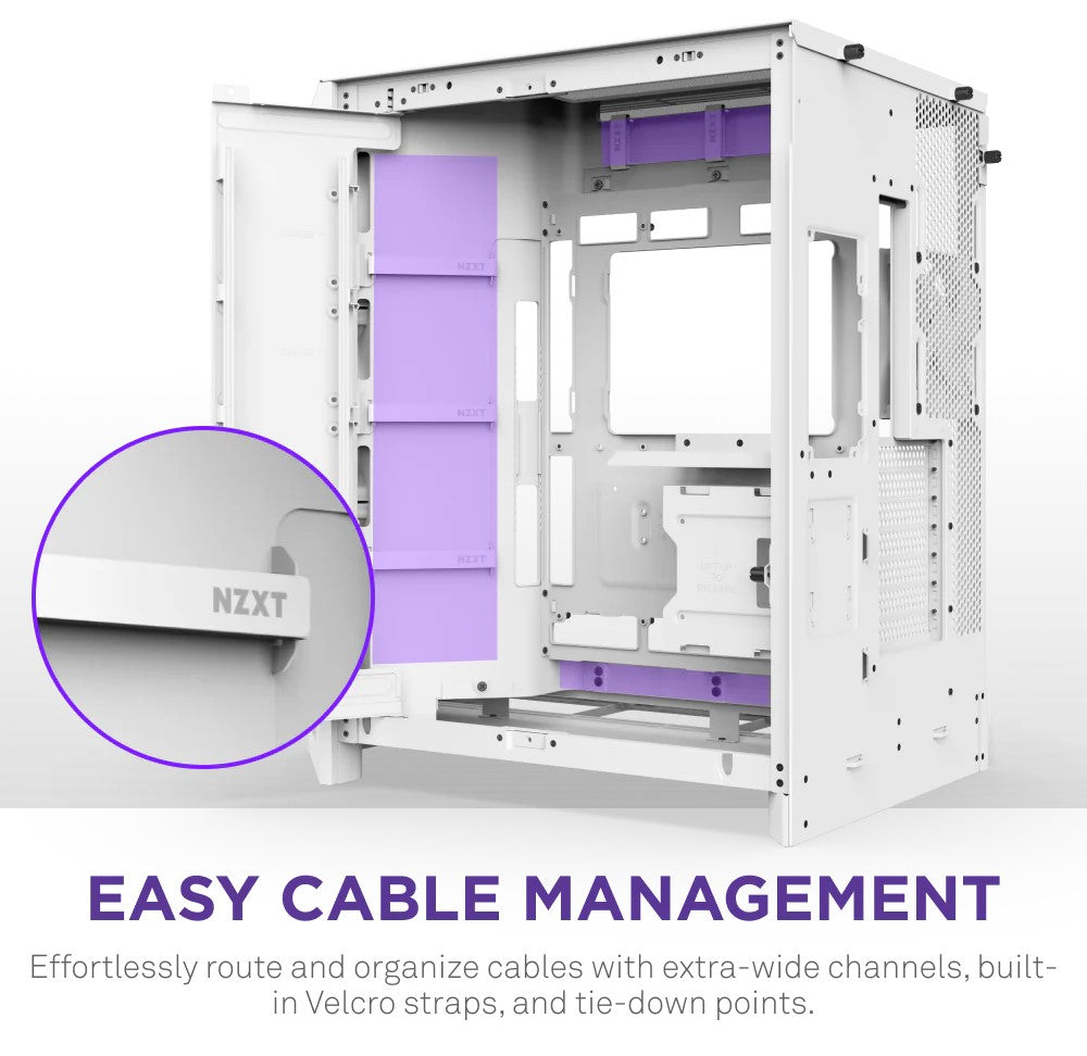 NZXT H9 Flow RGB White Large Dual-Chamber Mid-Tower ATX Airflow Case with RGB