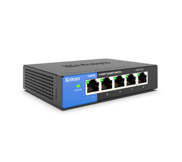 Linksys Business Switch - 5 Port (LGS105) 5-Port Business Desktop Gigabit Ethernet Unmanaged Switch, Computer Network, Wired Connection Speed up to 1,000 Mbps