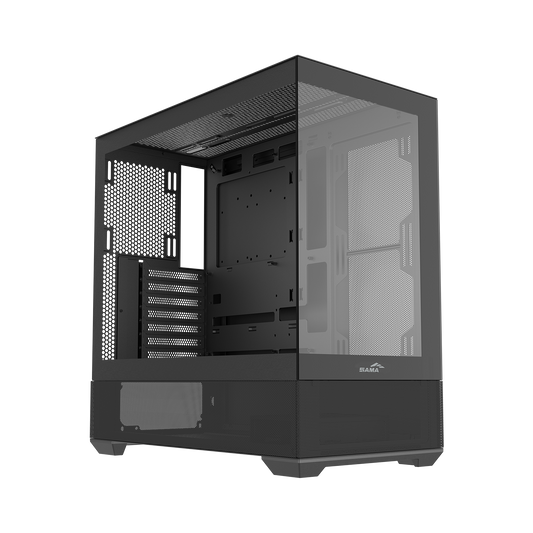 SAMA V40E Mid-Tower Dual Tempered Glass Panel PC Case (Black)
