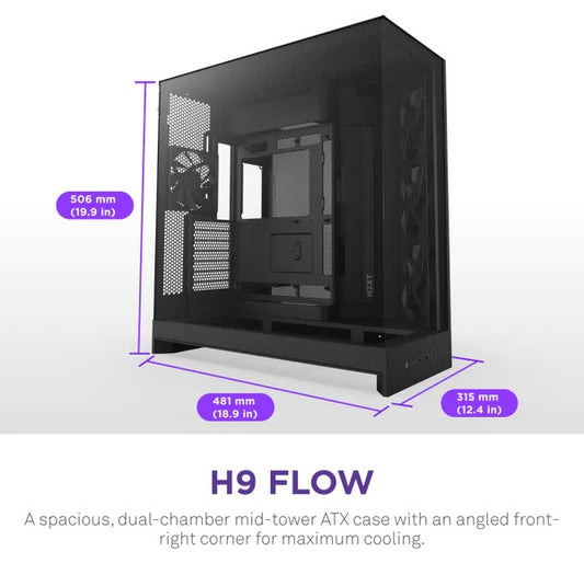 NZXT H9 Flow Black Mid-Tower ATX Airflow Case