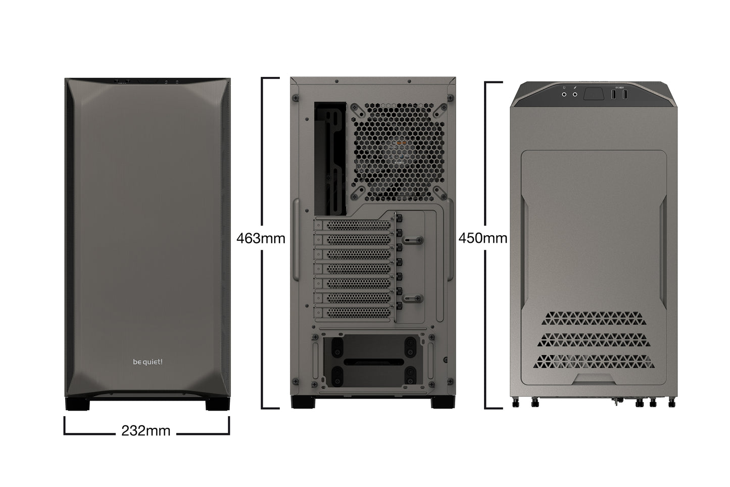 Be Quiet PURE BASE 500 Window Mettalic Grey, Outstanding price-performance ratio (BGW36)