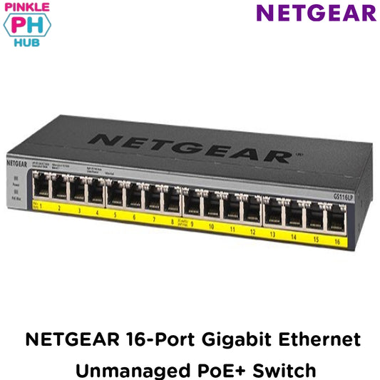 NETGEAR 16-Port Gigabit Ethernet Unmanaged PoE+ Switch with FlexPoE 76W (GS116LP-100AJS)