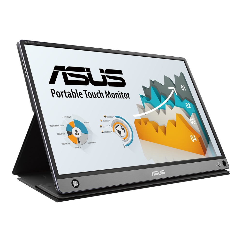 ASUS ZenScreen Touch (MB16AMT) USB portable monitor — 16 inch (15.6 inch viewable), IPS, Full HD, 10-point Touch, Built-in Battery, Hybrid Signal Solution, USB Type-C, Micro-HDMI, Compatible with Laptops, Smartphones, Gaming Consoles, and Cameras