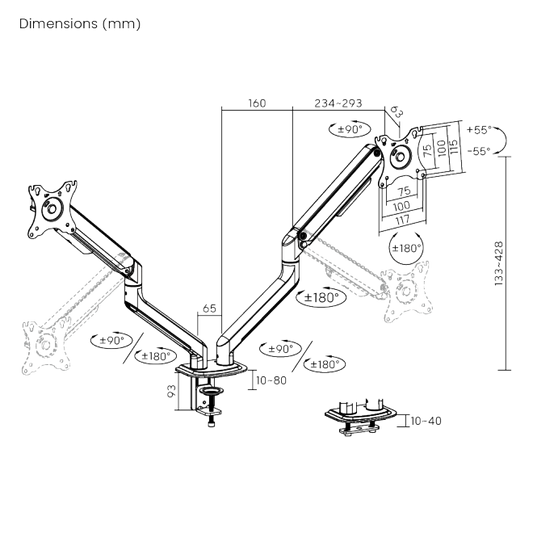 Brateck Dual Monitor Economical Spring-Assisted Monitor Arm