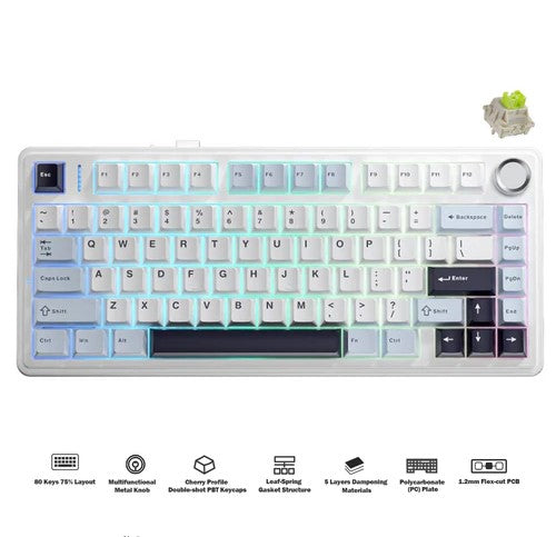 Aula F75 RGB Gasket Structure Hot-Swap Mechanical Gaming Keyboard Reaper Switch (Blue+White+Purple)