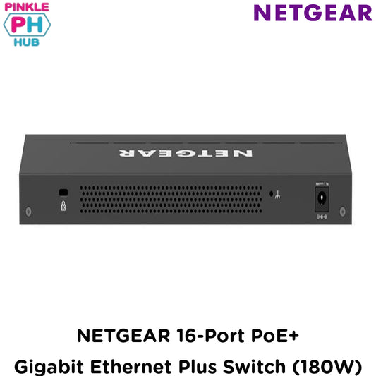 NETGEAR 16-Port PoE+ Gigabit Ethernet Plus Switch (180W) with 1 SFP Port (GS316EP-100PES)
