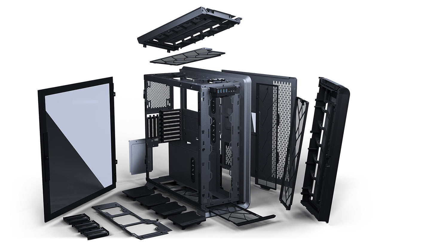 Phanteks Enthoo 719 High Performance Full Tower Case – Tempered Glass, Aluminum panels, dual system/psu support, massive storage, Fan Hub, Digital-RGB lighting (PH-ES719LTG)