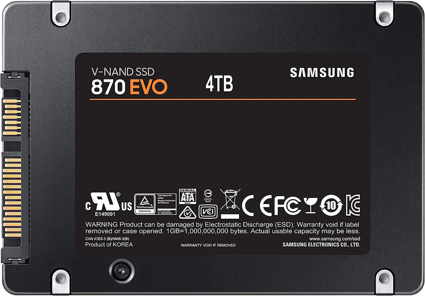 Samsung 870 EVO 4TB 2.5" SATA III 6 Gb/s (MZ-77E4T0B/BW)