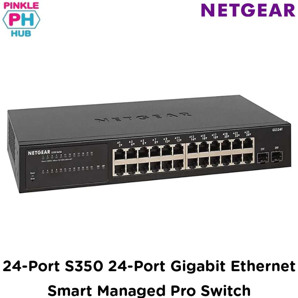 NETGEAR 24-Port Gigabit Ethernet Smart Switch with 2 Dedicated SFP Ports (GS324T-100EUS)