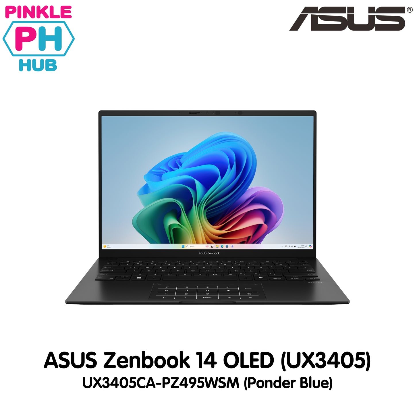 Asus Zenbook 14 UX3405CA-PZ495WSM (Ponder Blue) | 14in 3K 120Hz OLED Touch | Intel Core Ultra 9 285H | 16GB RAM | 1TB SSD | Intel Arc | WIN11