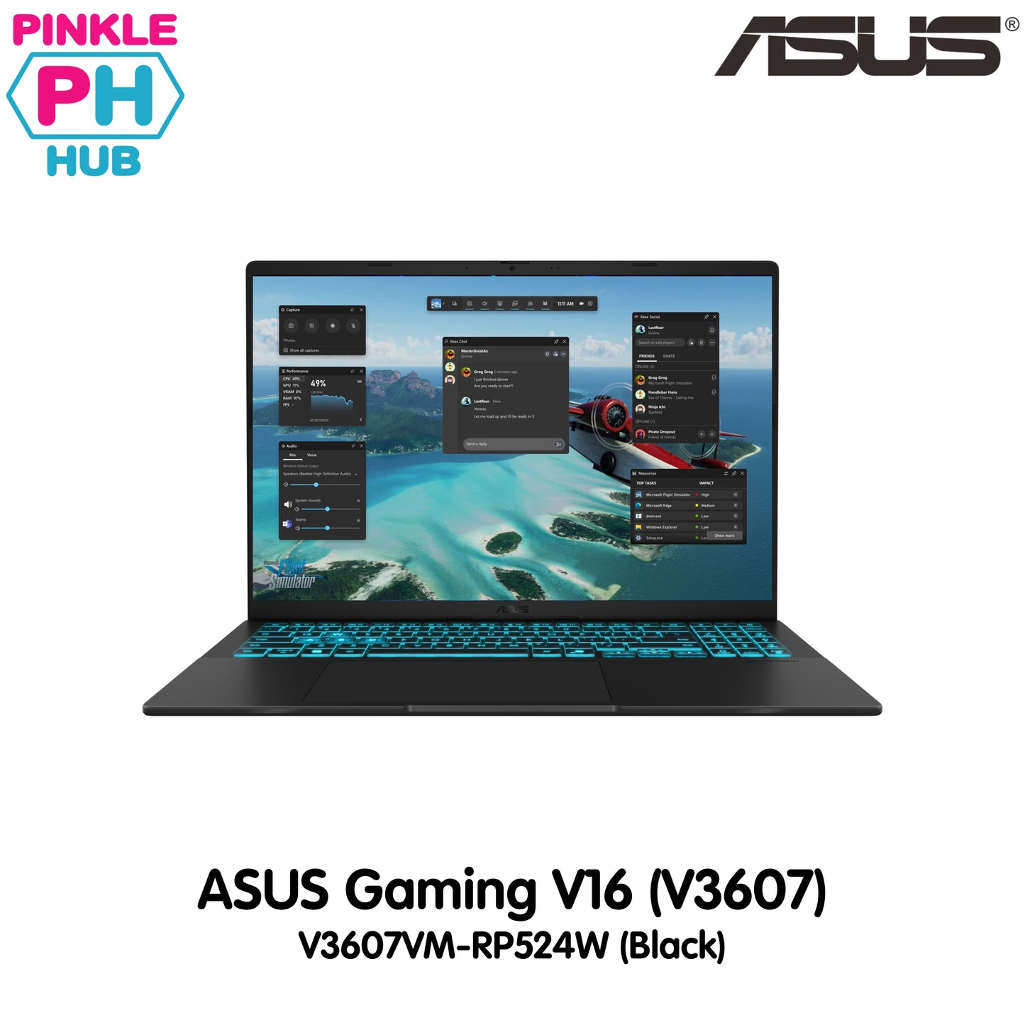 Asus Gaming V16 V3607VM-RP524W (Black) | 16Inch WUXGA | Intel Core 5 210H | 16GB DDR5 RAM | 512GB SSD | RTX5060 8GB | Win 11