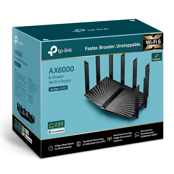 Tp-Link Archer AX80 I AX6000 8-Stream Wi-Fi 6 Router with 2.5G Port
