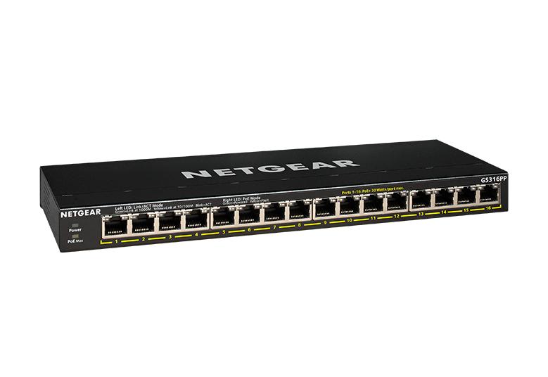 NETGEAR 300 Series 16-Port Gigabit Ethernet Unmanaged PoE+ Switch with FlexPoE 183W (GS316PP-100EUS)