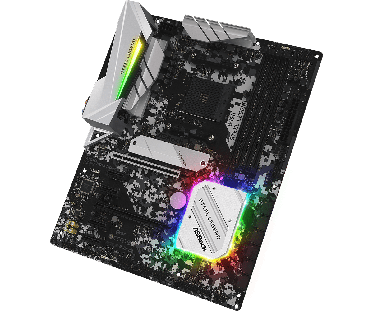 ASRock B450 Steel Legend Supports AMD AM4 Socket Ryzen™ 2000, 3000, 4000 G-Series, 5000 and 5000 G-Series Desktop Processors