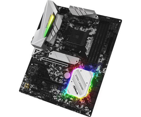 ASRock B450 Steel Legend Supports AMD AM4 Socket Ryzen™ 2000, 3000, 4000 G-Series, 5000 and 5000 G-Series Desktop Processors