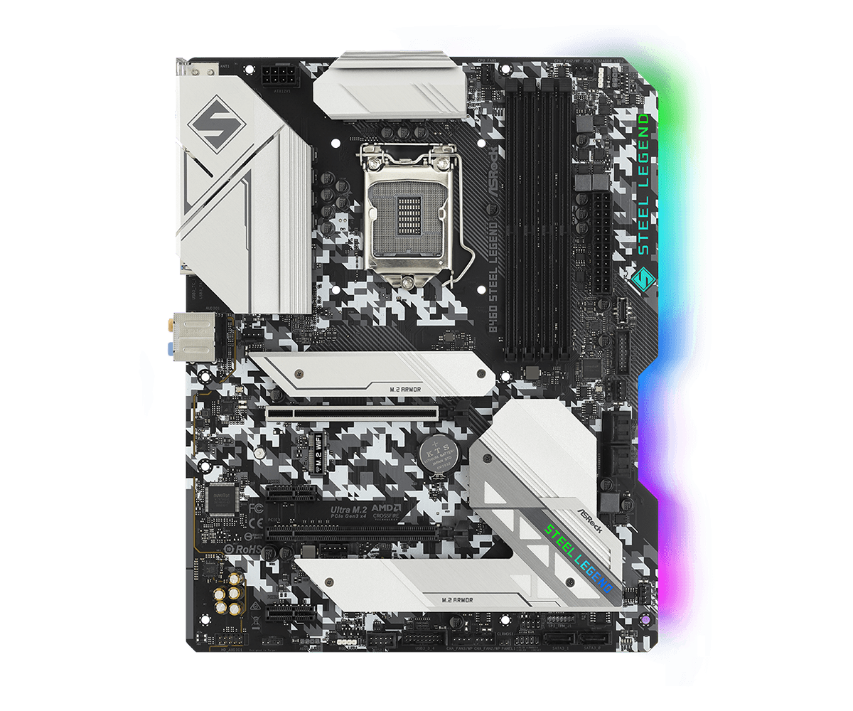 ASRock B460 Steel Legend Supports 10th Gen Intel® Core™ Processors (Socket 1200), Supports DDR4 2933MHz