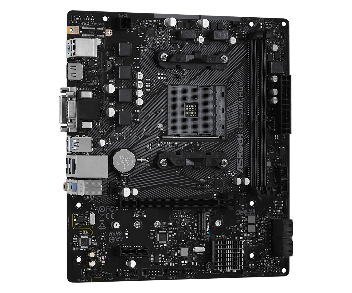 ASRock B550M-HDV Supports AMD AM4 Socket Ryzen™ 3000, 3000 G-Series, 4000 G-Series, 5000 and 5000 G-Series Desktop Processors*
