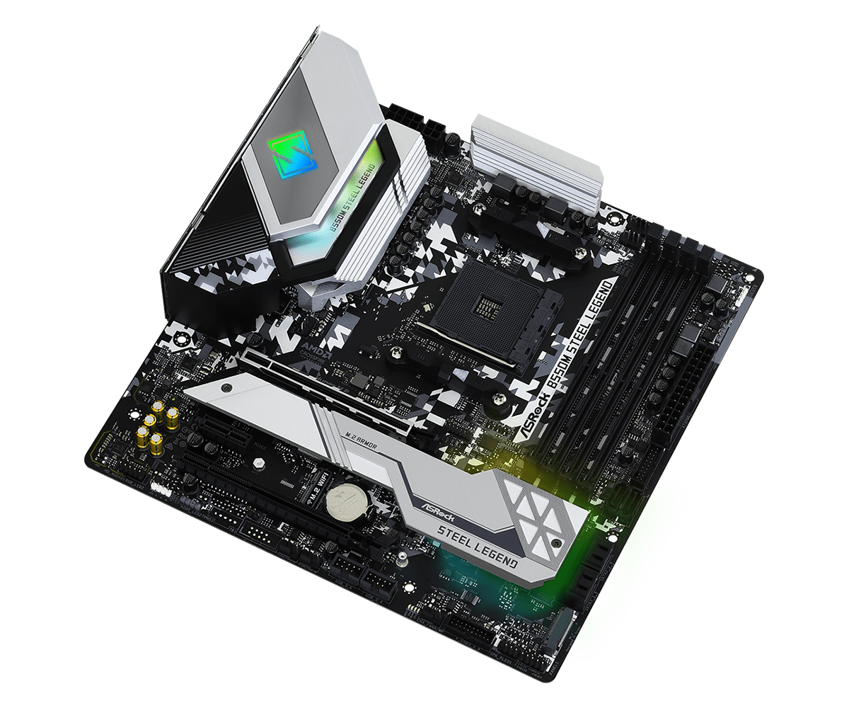 ASRock B550M Steel Legend Supports AMD AM4 Socket Ryzen™ 3000, 3000  G-Series, 4000 G-Series, 5000 and 5000 G-Series Desktop Processors* and  DDR4 4733+