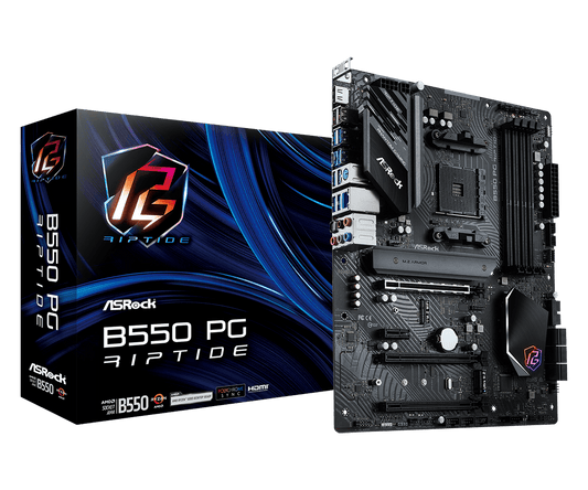 ASRock B550 Phantom Gaming Riptide Supports AMD AM4 Socket Ryzen™ 3000, 3000 G-Series, 4000 G-Series, 5000 and 5000 G-Series Desktop Processors