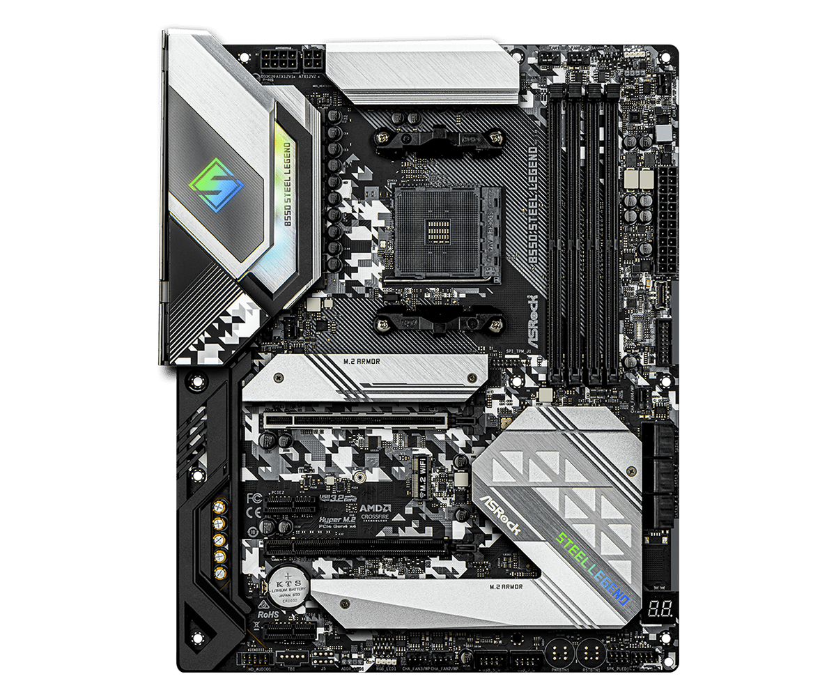 ASRock B550 Steel Legend Supports AMD AM4 Socket Ryzen™ 3000, 3000 G-Series, 4000 G-Series, 5000 and 5000 G-Series Desktop Processors*