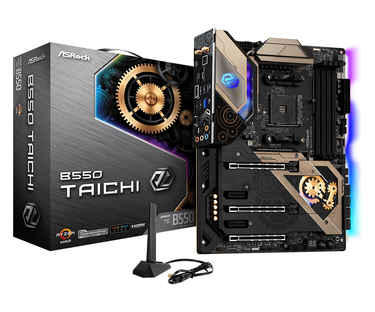 ASRock B550 Taichi Supports AMD AM4 Socket Ryzen™ 3000, 3000 G-Series, 4000 G-Series, 5000 and 5000 G-Series Desktop Processors