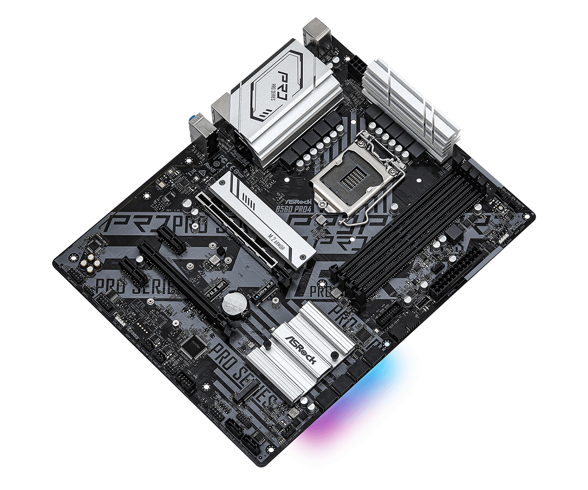 ASRock B560 Pro4 Supports 10th Gen Intel® Core™ Processors and 11th Gen Intel® Core™ Processors, Supports DDR4 4800MHz (OC)