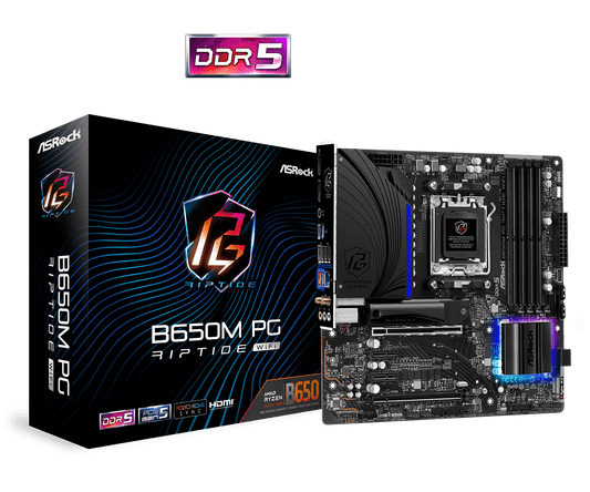 ASRock B650M PG Riptide WiFi Supports DDR5 6200MHz, (OC) 2 PCIe 4.0 x16, 2 PCIe 3.0 x1