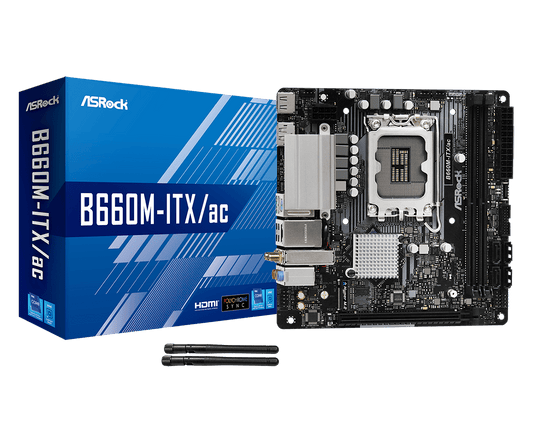 ASRock B660M-ITX/ac Supports 13th Gen & 12th Gen and next gen Intel® Core™ Processors (LGA1700), Supports DDR4 5000MHz (OC)
