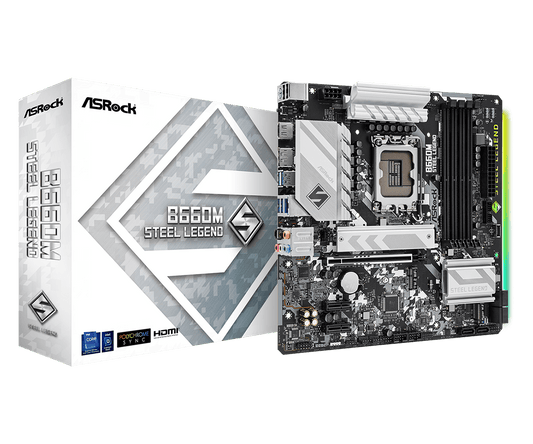 ASRock B660M Steel Legend Supports 13th Gen & 12th Gen and next gen Intel® Core™ Processors (LGA1700), Supports DDR4 5000MHz (OC)