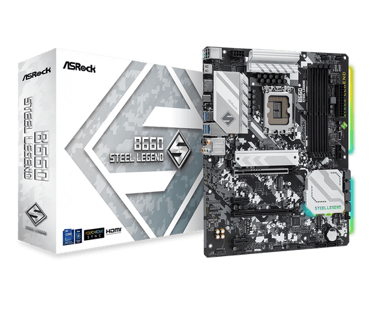 ASRock B660 Steel Legend Supports 13th Gen & 12th Gen and next gen Intel® Core™ Processors (LGA1700), Supports DDR4 5000MHz (OC)
