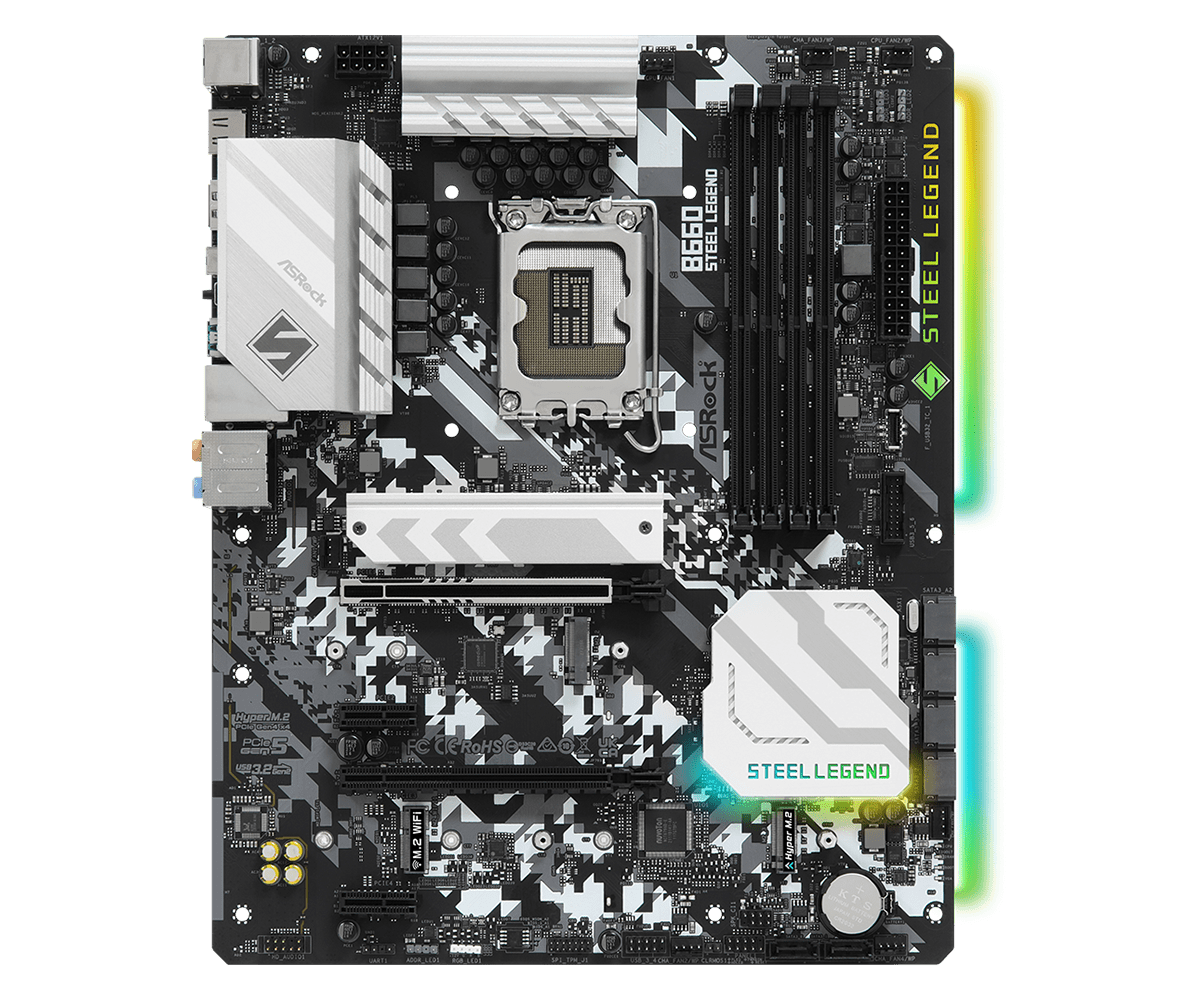 ASRock B660 Steel Legend Supports 13th Gen & 12th Gen and next gen Intel® Core™ Processors (LGA1700), Supports DDR4 5000MHz (OC)