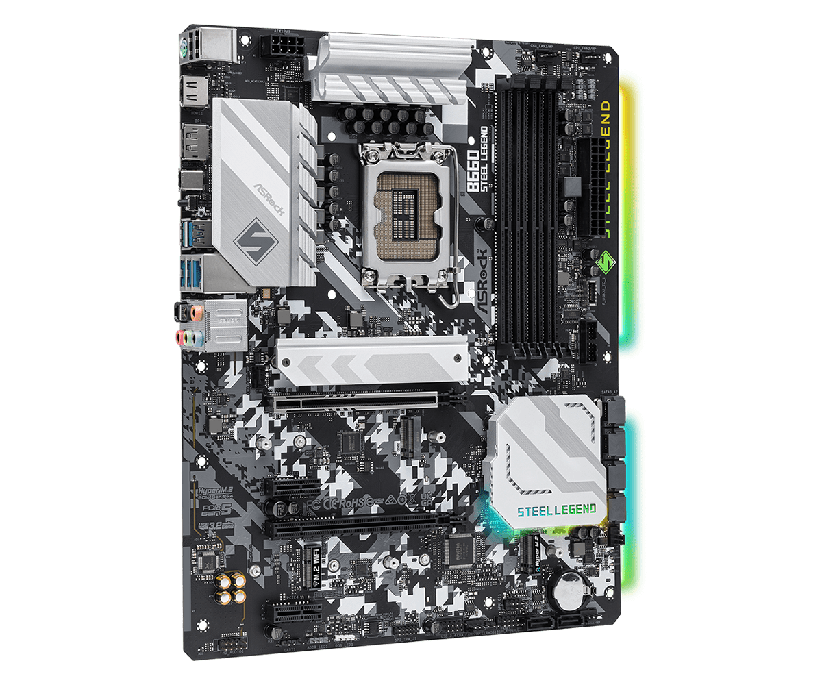 ASRock B660 Steel Legend Supports 13th Gen & 12th Gen and next gen Intel® Core™ Processors (LGA1700), Supports DDR4 5000MHz (OC)