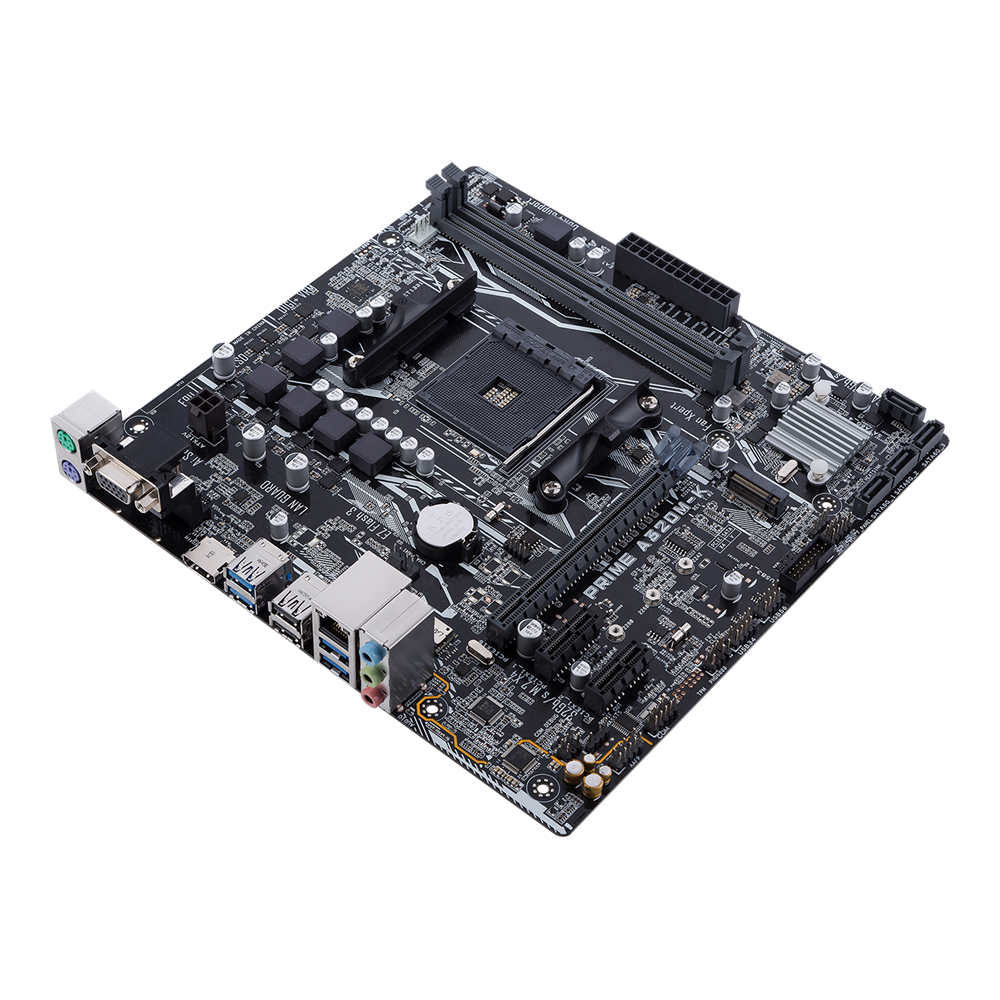 ASUS ASUS MB PRIME A320M-K AMD AM4 uATX motherboard with LED lighting, DDR4 3200MHz, 32Gb/s M.2, HDMI, SATA 6Gb/s, USB 3.0