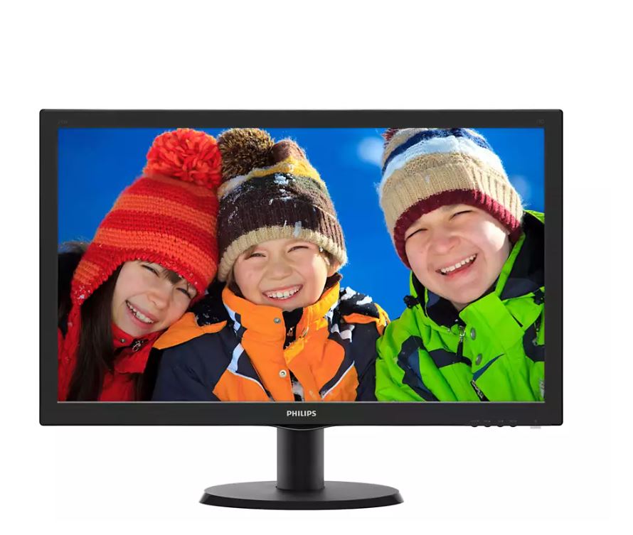 Philips 243V5QHSBA/71 23.6" W-LED Monitor | With Vesa mount 100x 100mm | Connectivity : VGA, DVI, HDMI(VGA Cable Included) | Full HD Resolution: 1920 x 1080 | Warranty : 3 years 3/3/0