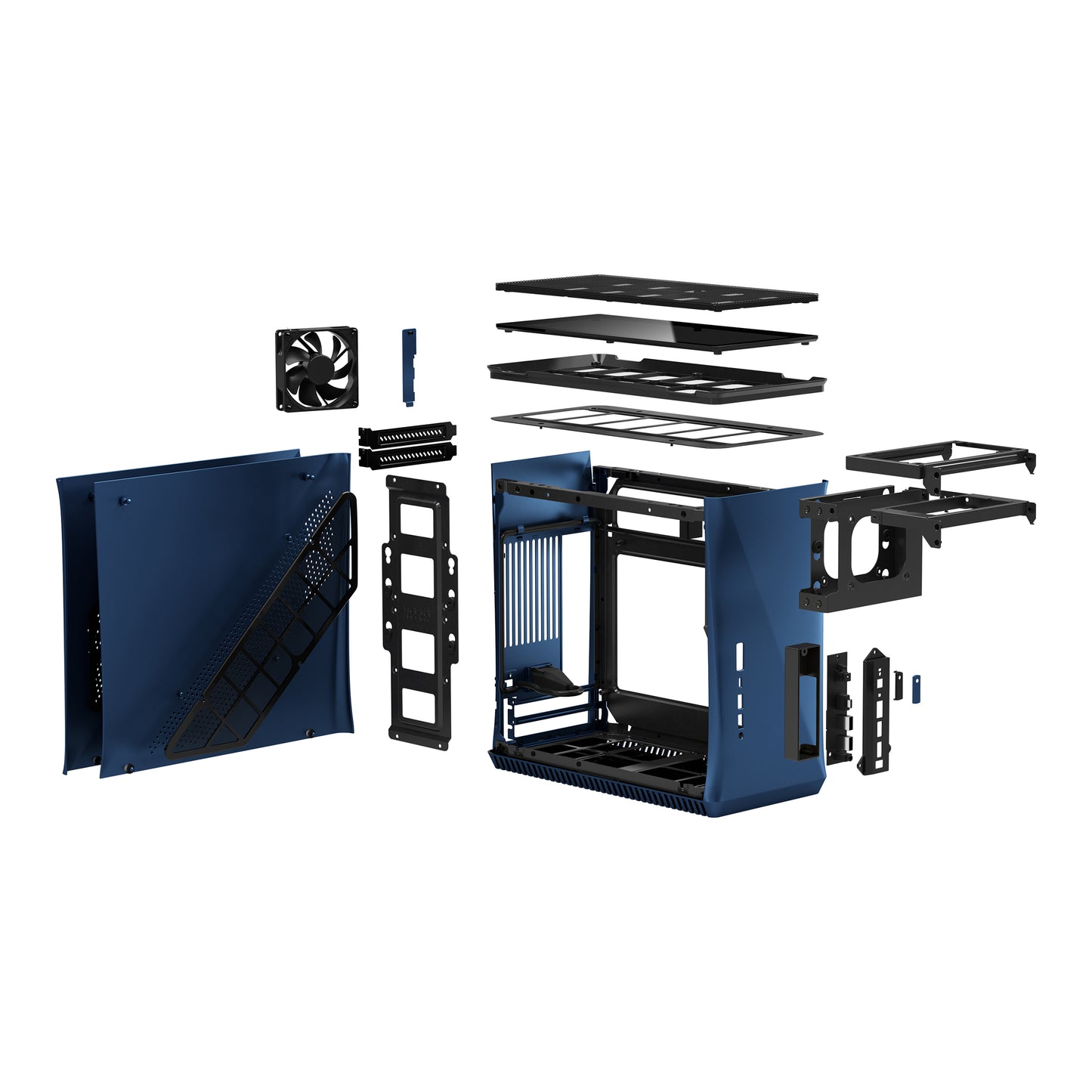 Fractal Design Era ITX - Cobalt -Anodized Aluminum/Steel Mini-ITX Compact Modular Small Form Factor Computer Case with Dark Tint Tempered Glass Top Panel