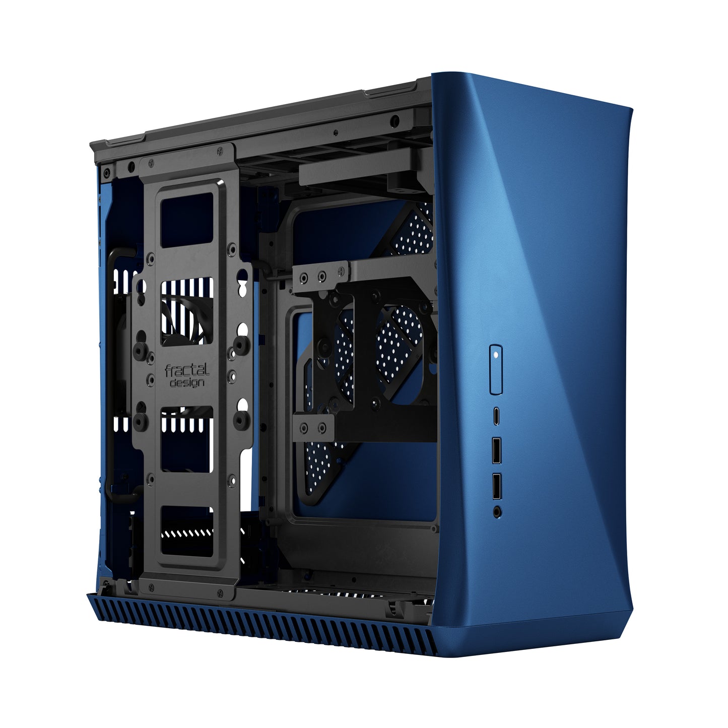 Fractal Design Era ITX - Cobalt -Anodized Aluminum/Steel Mini-ITX Compact Modular Small Form Factor Computer Case with Dark Tint Tempered Glass Top Panel