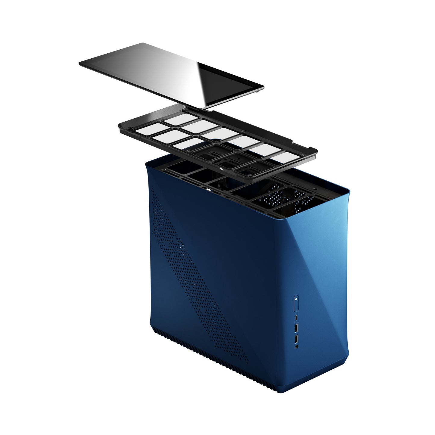 Fractal Design Era ITX - Cobalt -Anodized Aluminum/Steel Mini-ITX Compact Modular Small Form Factor Computer Case with Dark Tint Tempered Glass Top Panel