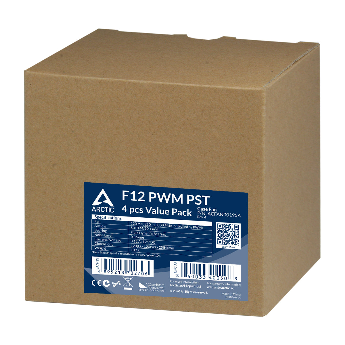 Arctic F12 PWM PST 120 mm PWM Case Fan (Pack of 4 Value Pack) (ACFAN00260A)