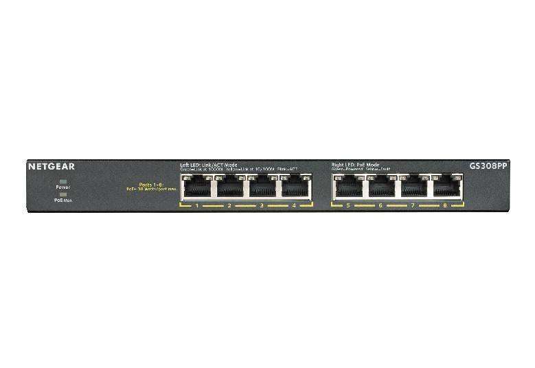NETGEAR 8-Port Gigabit Ethernet SOHO PoE+ Unmanaged Switch 83W (GS308PP-100NAS)