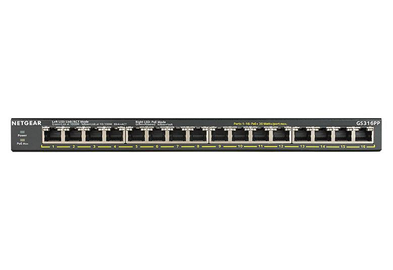 NETGEAR 300 Series 16-Port Gigabit Ethernet Unmanaged PoE+ Switch with FlexPoE 183W (GS316PP-100EUS)