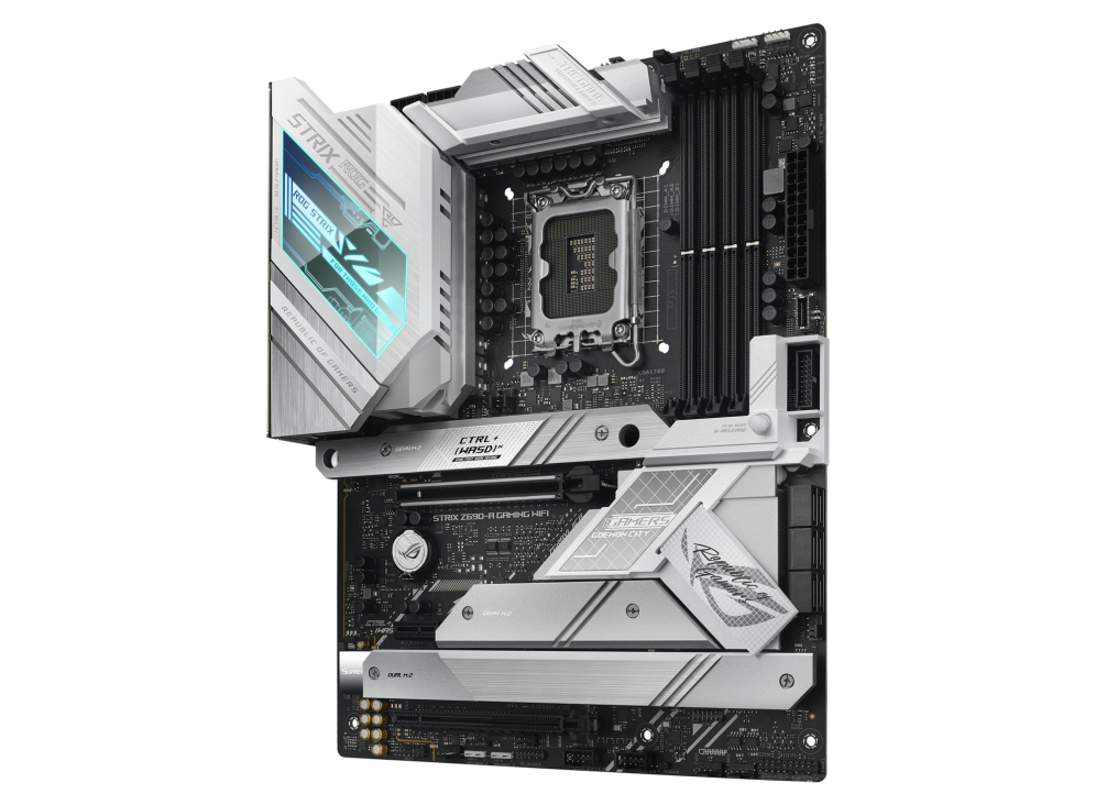 ASUS ROG STRIX Z690-A GAMING WIFI Intel® Z690 LGA 1700 ATX motherboard with PCIe® 5.0, 16+1 DrMos, DDR5, Two-Way AI Noise Cancelation, AI Overclocking, AI Cooling, AI Networking, WiFi 6E
