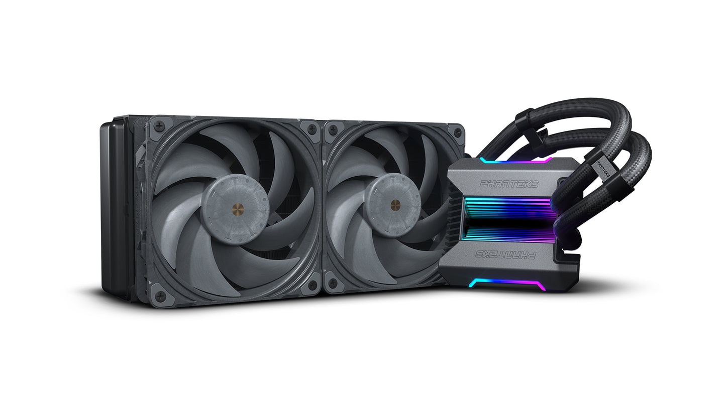 Phanteks Glacier One 240T30 D-RGB AIO Liquid CPU Cooler, Infinity Mirror Pump Cap Design, Aluminum Covers, 2X T30-120 High-end Fans, Anthracite Grey (PH-GO240T30_DAG01)