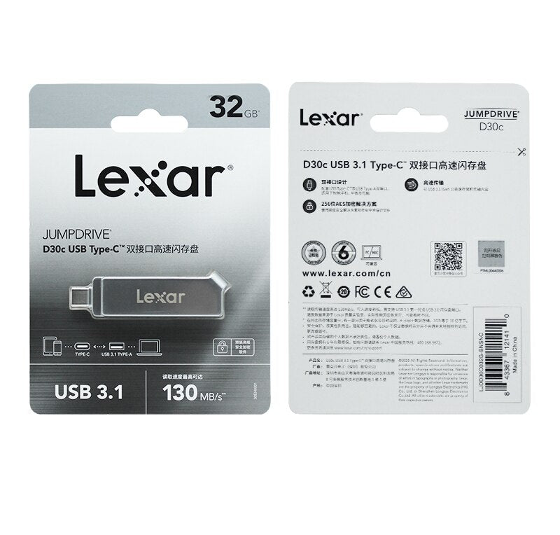 Lexar JumpDrive Dual Drive D30c USB 3.1 Type-C Flash Drive